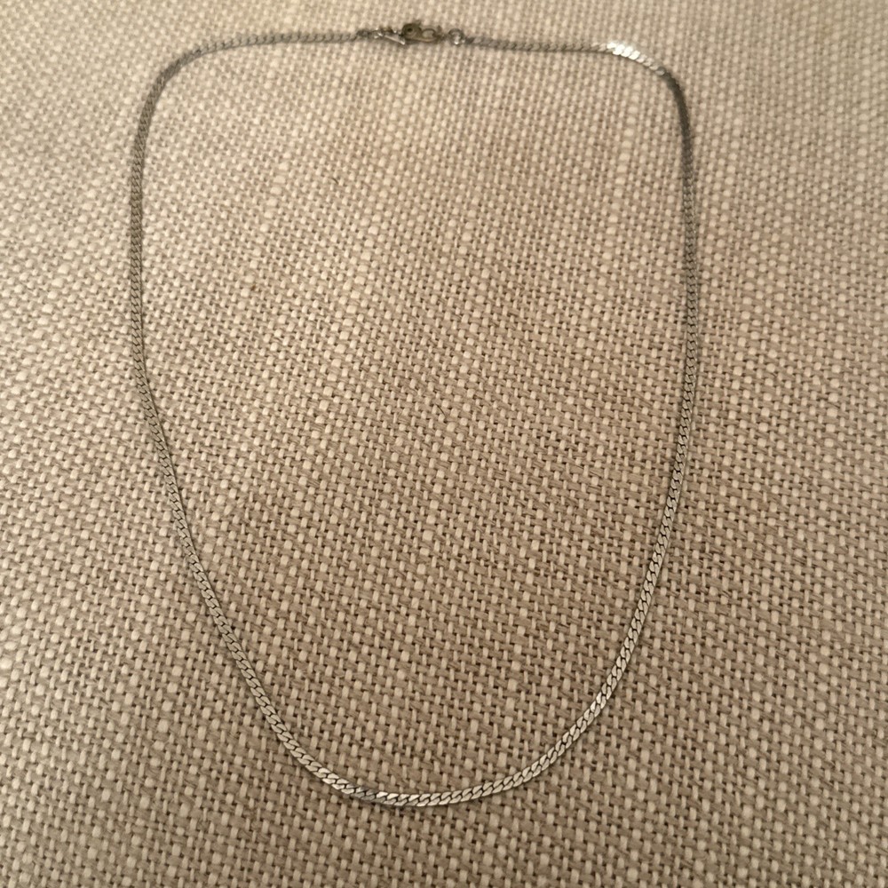 Vintage Monet Herringbone Chain Necklace Textured Silver tone 16”