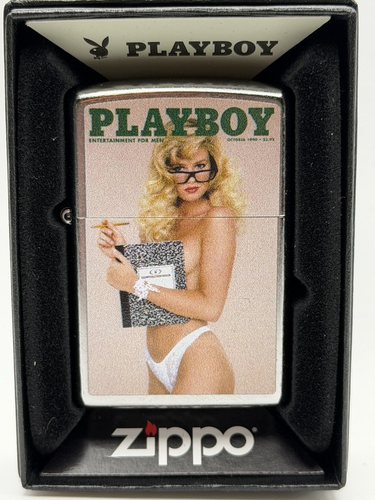 Vintage October 1990 Playboy Magazine Cover Zippo Lighter NEW In Box Rare Pinup