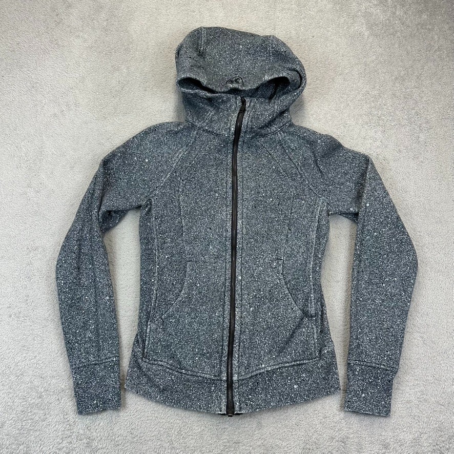 LULULEMON Scuba Light Cotton Fleece Zip Hoodie Gray Black Size 2