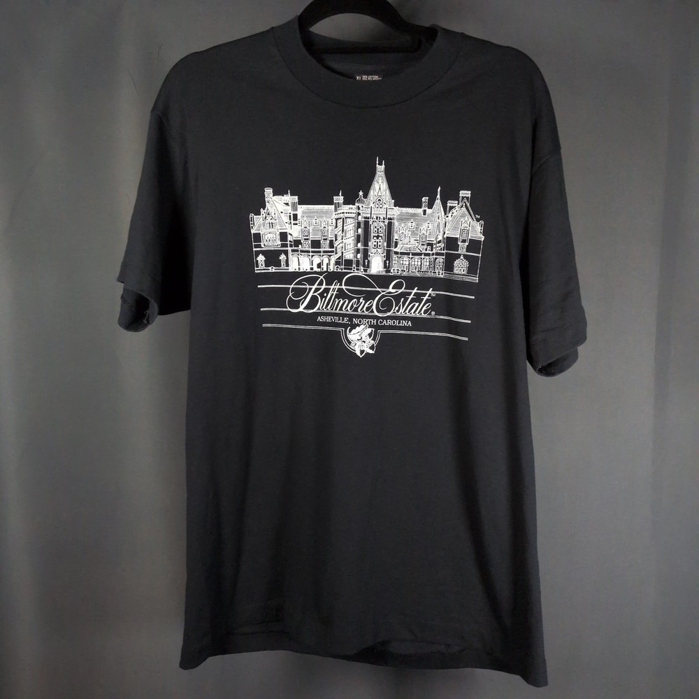 VTG Screen Stars 90s Single Stitch Black T-Shirt Biltmore Estate Asheville NC XL