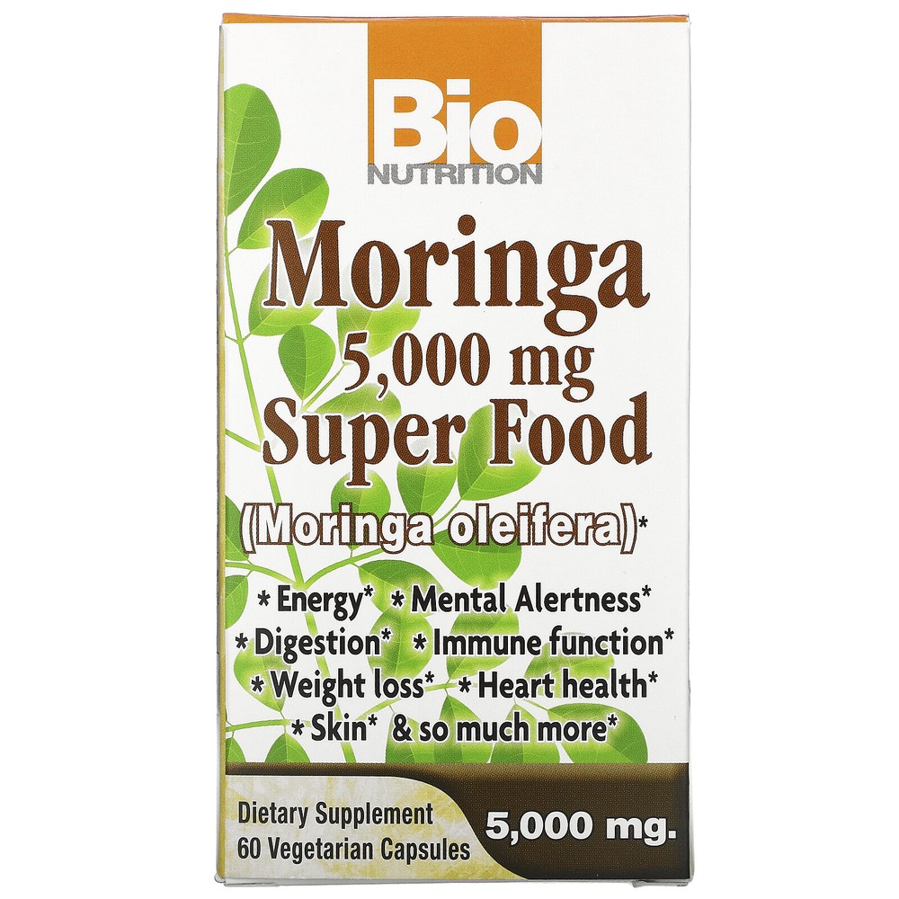 Bio Nutrition Moringa Super Food- 5-000 mg- 60 Vegetable Capsules