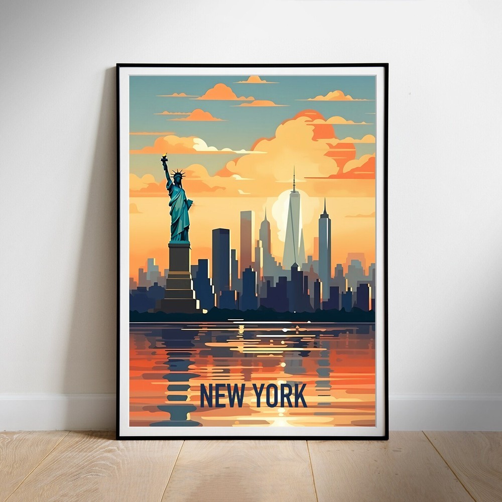 Printable Wall Art New York Retro Travel Poster Instant Hanging Decor New Home