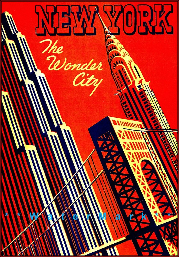 New York City The Wonder City Vintage 1932 Poster Print Travel USA