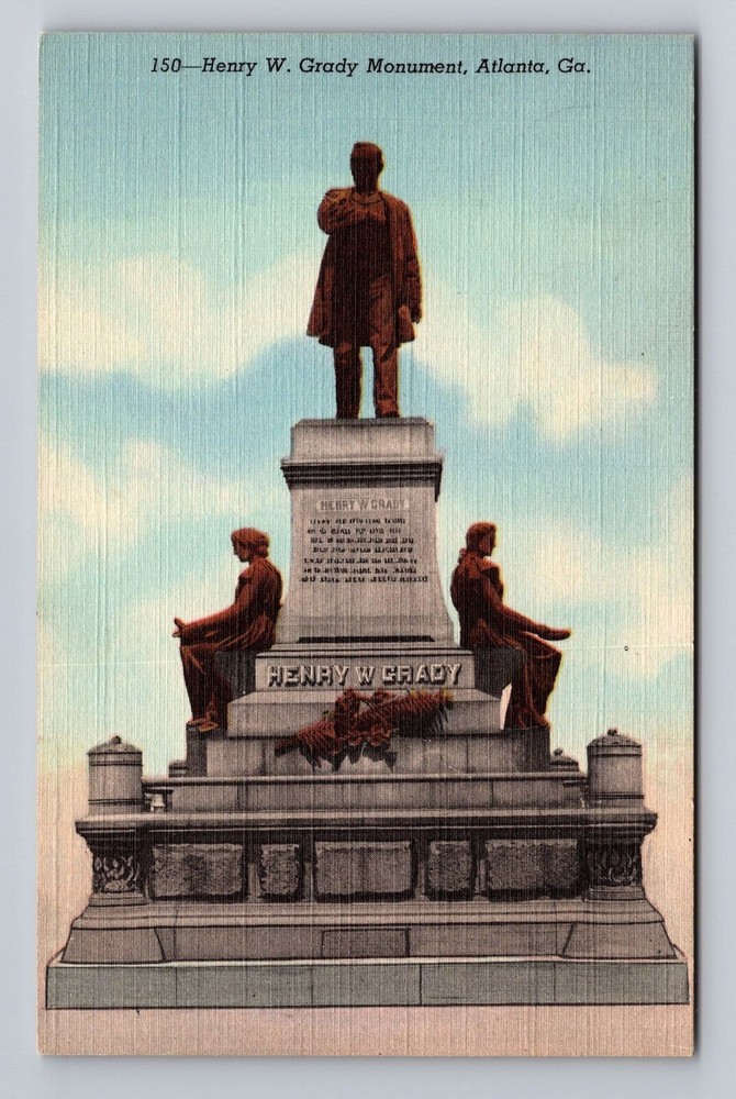 Atlanta GA-Georgia Henry W Grady Monument Vintage Postcard