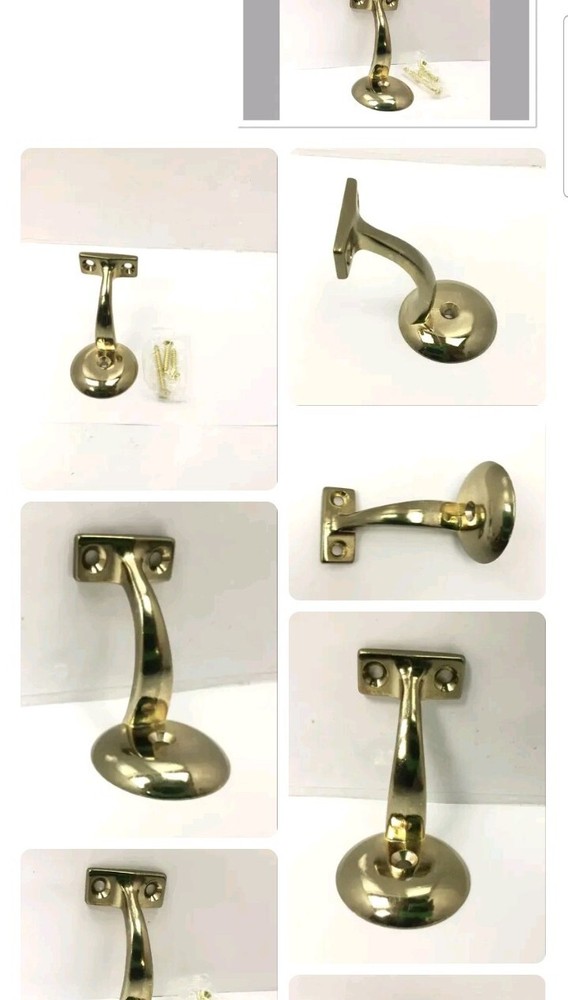 4 New Brass Plated Steel Line Bracket Handrail Brackets New Old Stock