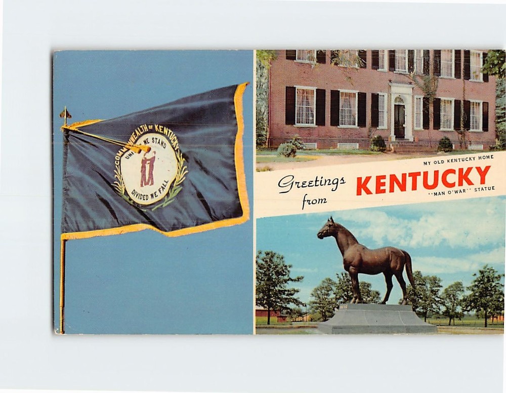 Postcard Flag, Scenes & Views Greetings from Kentucky USA