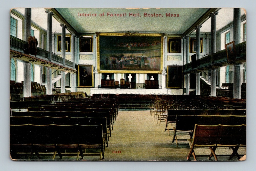 Boston Massachusetts Faneuil Hall Interior Rows of Chairs Towards Stage