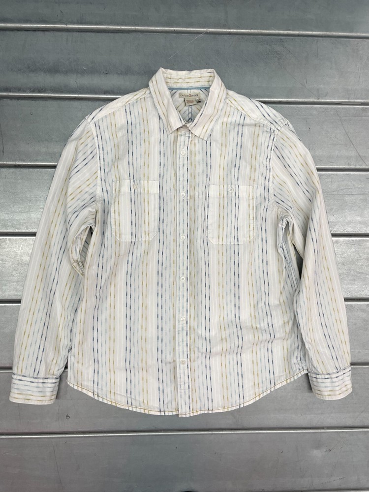Carbon 2 Cobalt Button Up Shirt Mens Medium White Blue Stripes Long Sleeve