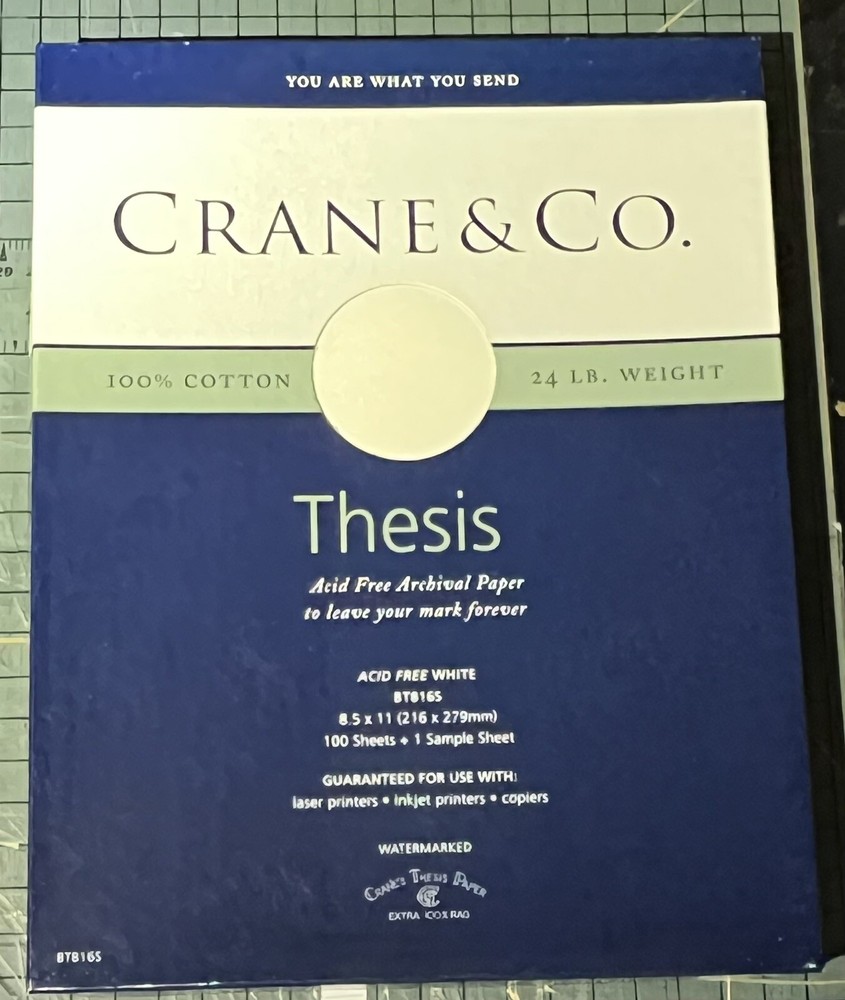 Crane & Co Premium Acid Free White 50 Sheets 8.5 x 11 Watermarked 24 lb-image