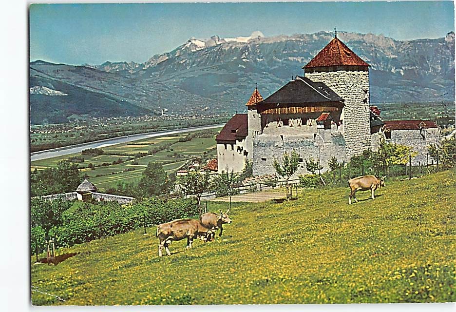 Postcard Vaduz Castle and the Rhine Valley in Liechtenstein