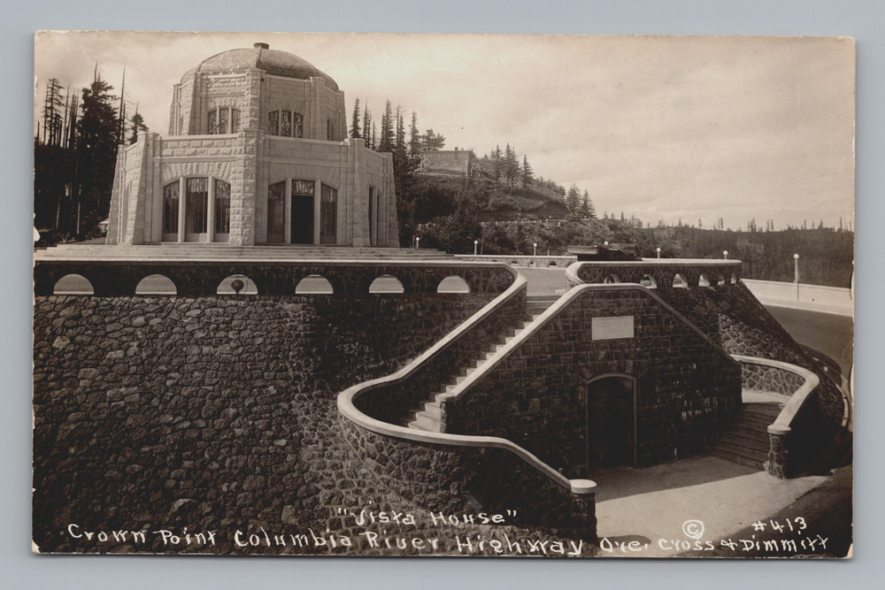 Postcard RPPC Vista House Crown Point Columbia River Highway Oregon Unposted