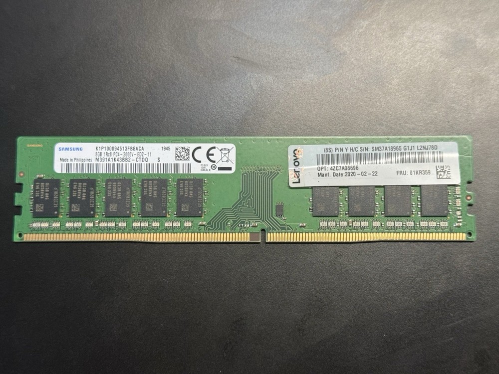 Samsung 8GB DDR4-2666 ECC UDIMM RAM M391A1K43BB2-CTDQ 1Rx8 PC4-2666V (USED)