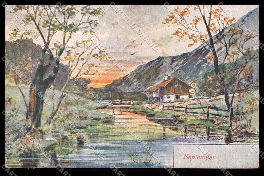 Illustratori Artist Signed Season September BKWI serie 724-9 cartolina ZG8688
