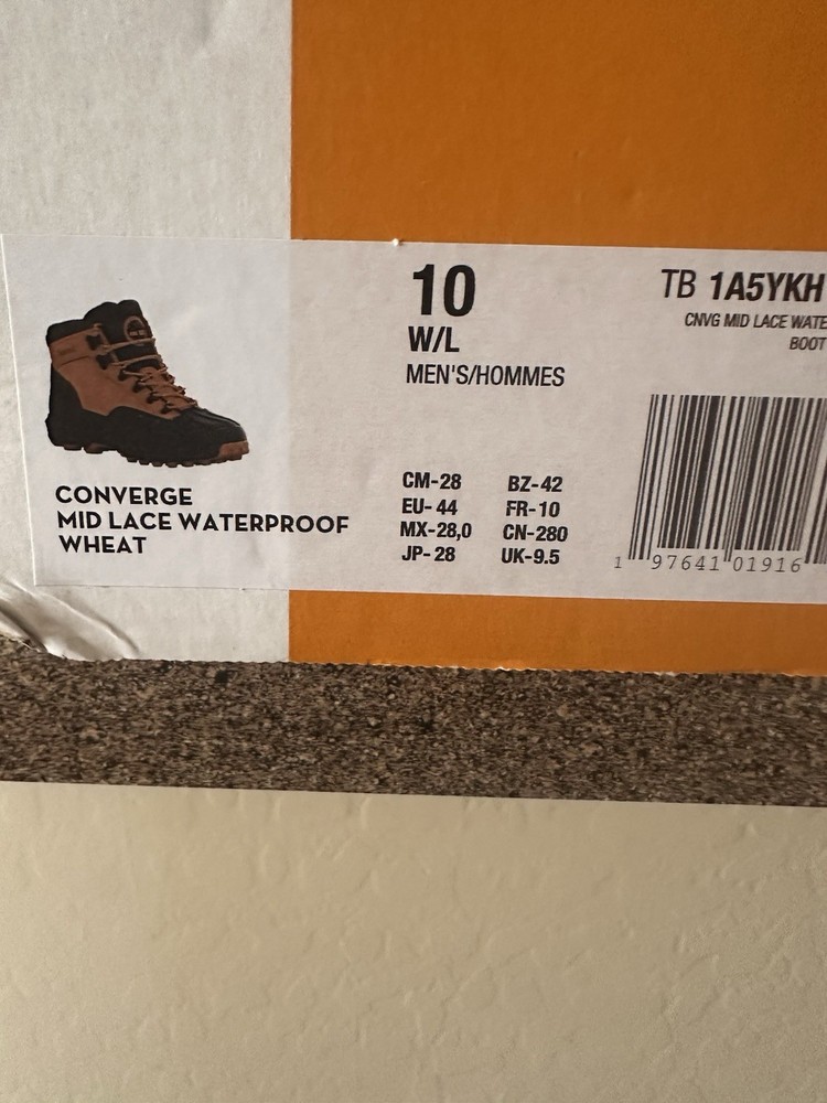 Timberland Converge Mid Waterproof Boot Men Size 10 New In Box