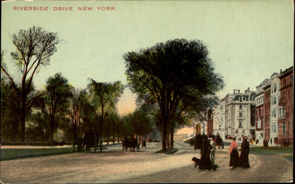 Riverside Drive ~ New York City NY residential area ~ c1910 vintage postcard