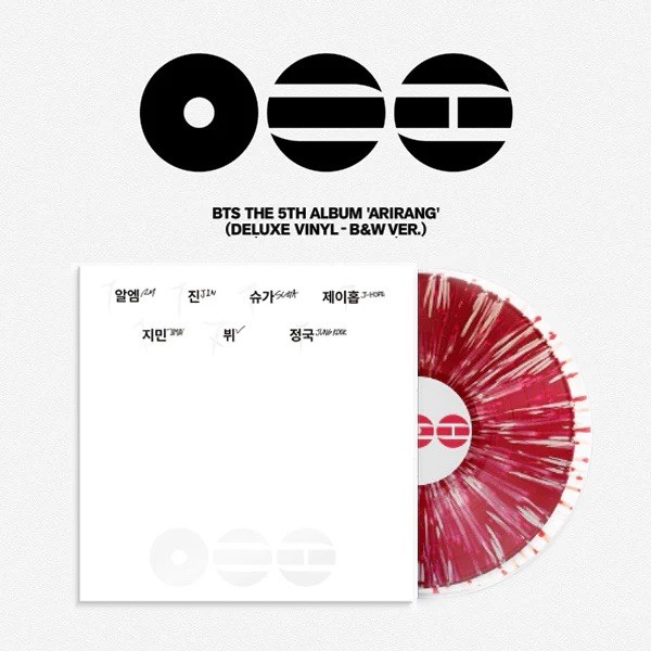BTS The 5th Album ARIRANG Deluxe White Splatter B&W Version Vinyl NEW & SEALED