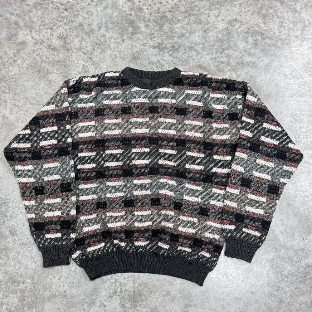 Vintage Pacific Winds Sweater Mens Large Knit Crewneck Geometric Pullover 90s