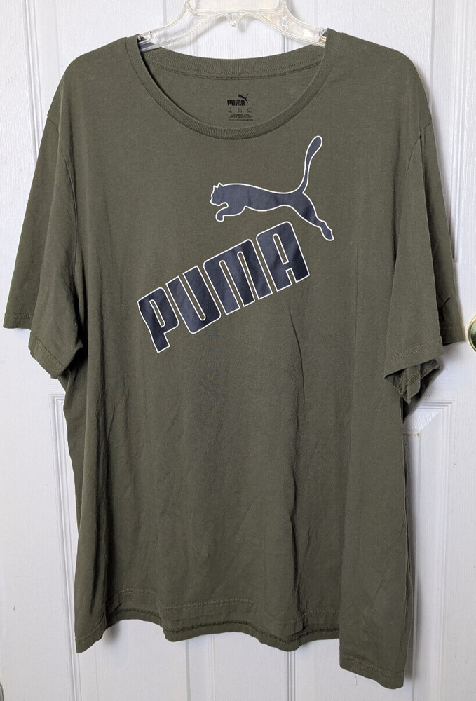 Men's Big 3X PUMA Tshirt Olive Army Green Tee Casual Shirt Cotton Blend