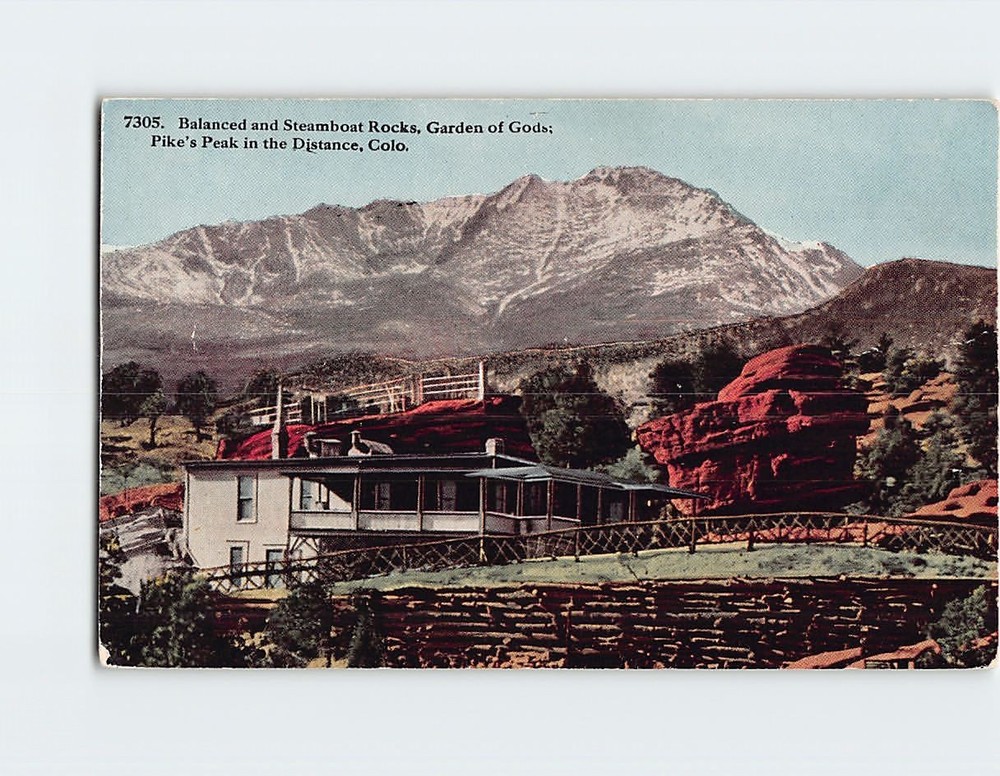 Postcard Balanced and Steamboat Rocks Garden of the Gods Colorado Springs CO USA