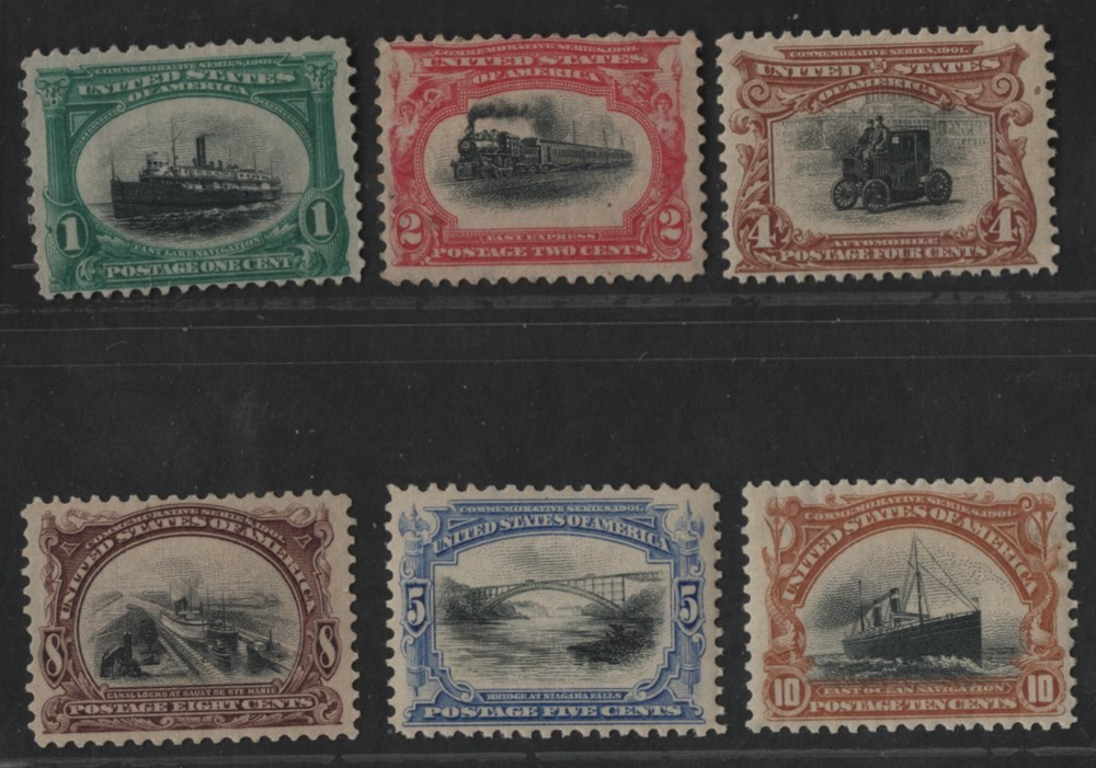 US 1921 PAN AMERICAN EXPOSITION SCOTT #294-299 MINT HINGED - THE 1¢ HAS NO GUM