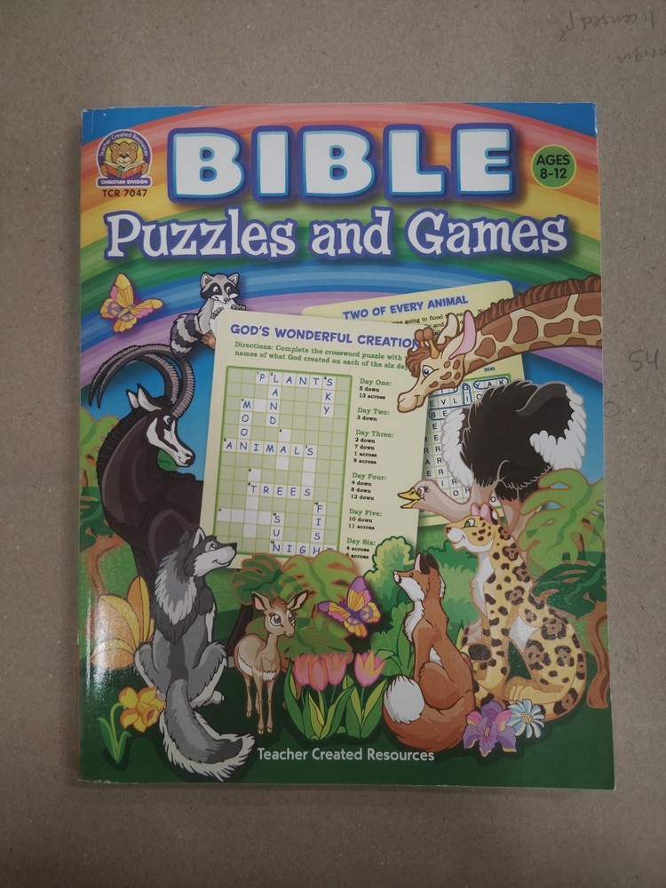 Bible Puzzles and Games TCR 7047 Teacher Created Resources Ages 8-12 Activity...