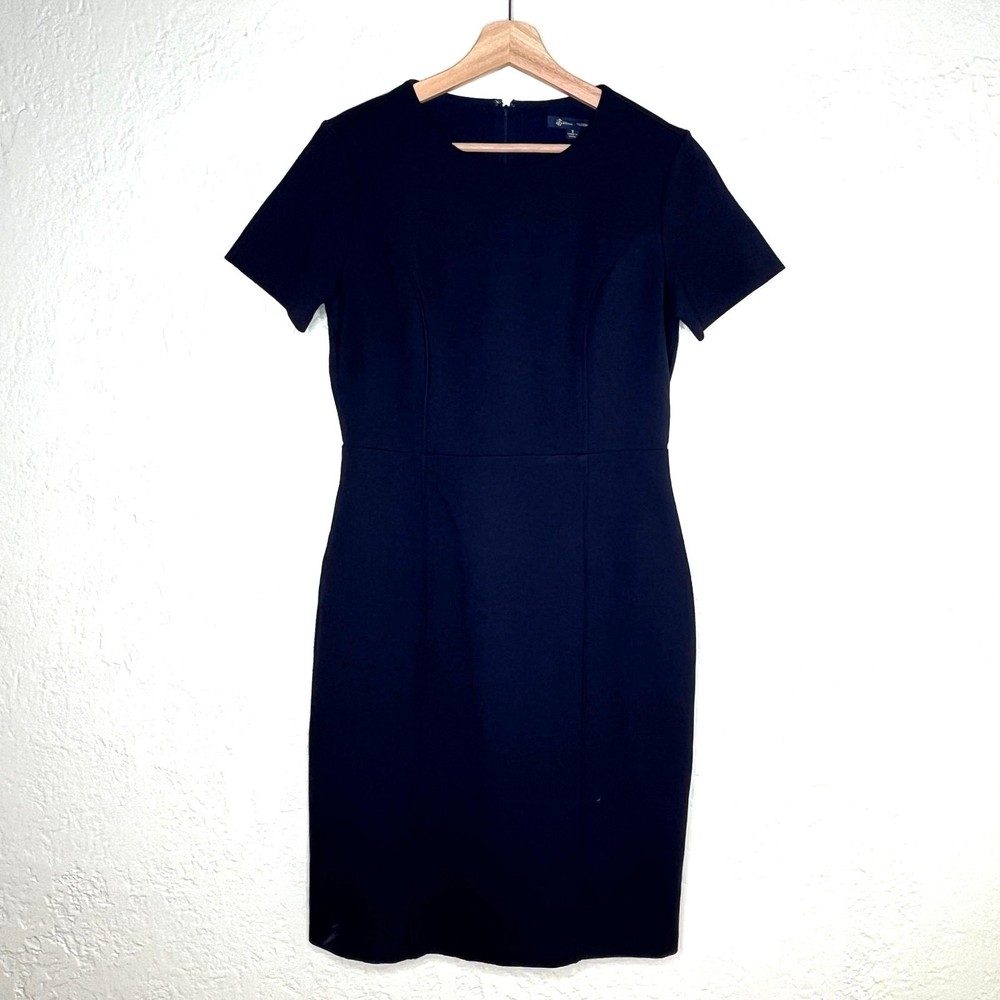 Brooks Brothers Women's Navy Blue Ponte Knit Sheath Short Sleeve Dress Size 6