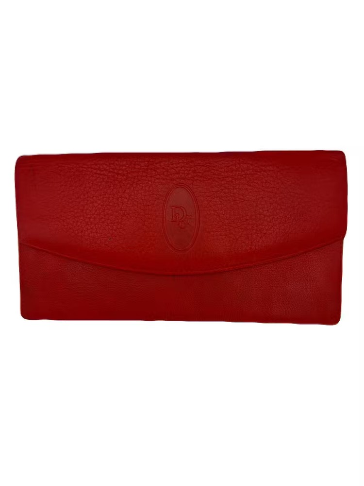 Dior Red Leather Long Wallet Pre-Owned E0507-12