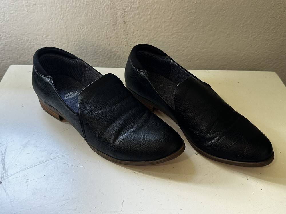 Dr Scholls Rate Loafer Women’s Size 7 Black Slip On Vegan Loafers/ Shoes￼