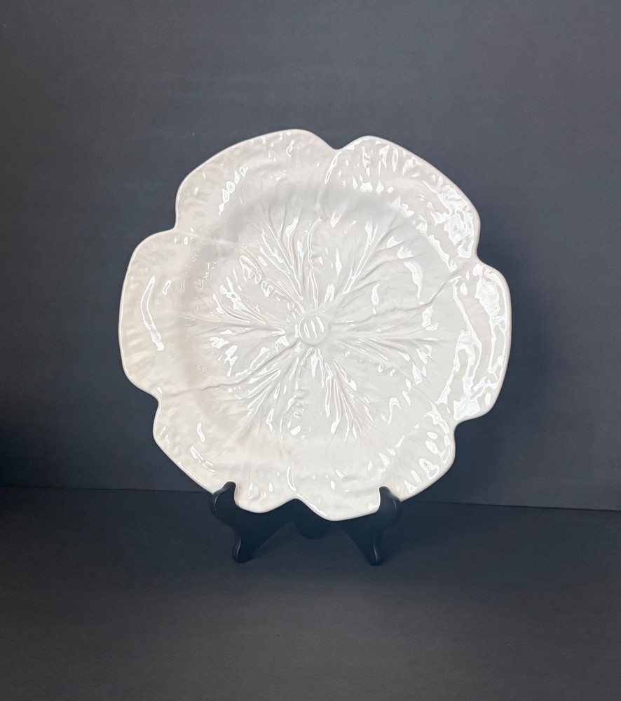 Studio Nova White Cabbage Leaf Ceramic Service (Charger) Plate Made in Portugal