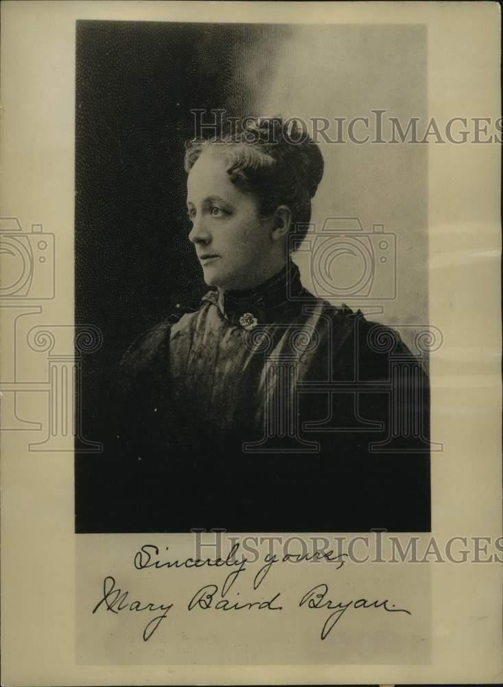 1900 Press Photo Portrait of Mary Baird Bryan, widow of William Jennings Bryan