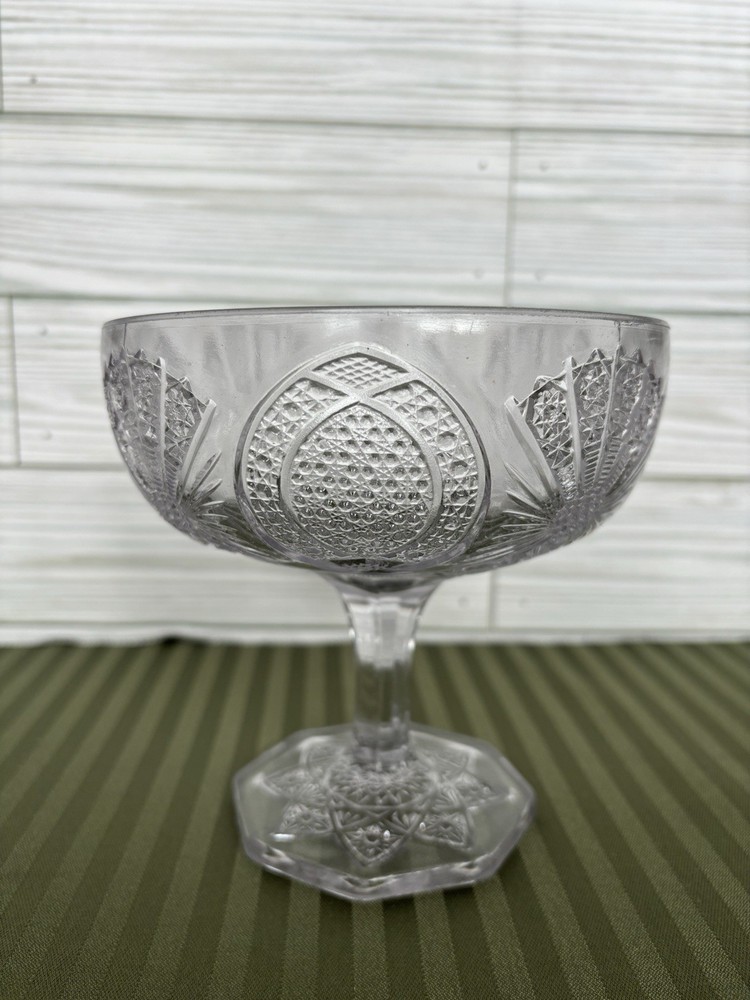Vintage Elegant Footed Pressed Glass Candy Bowl Serving Dish  