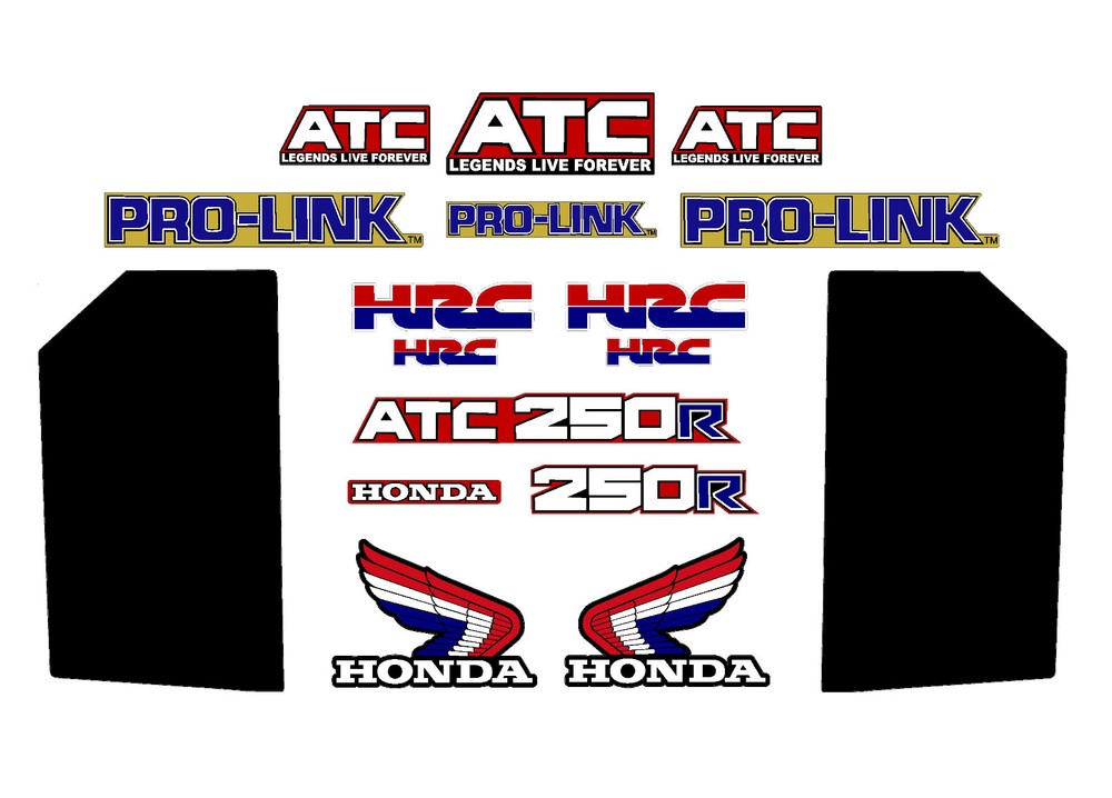 1985 Honda Atc250r original style fender & tank decals,  atc 250r  250r graphics