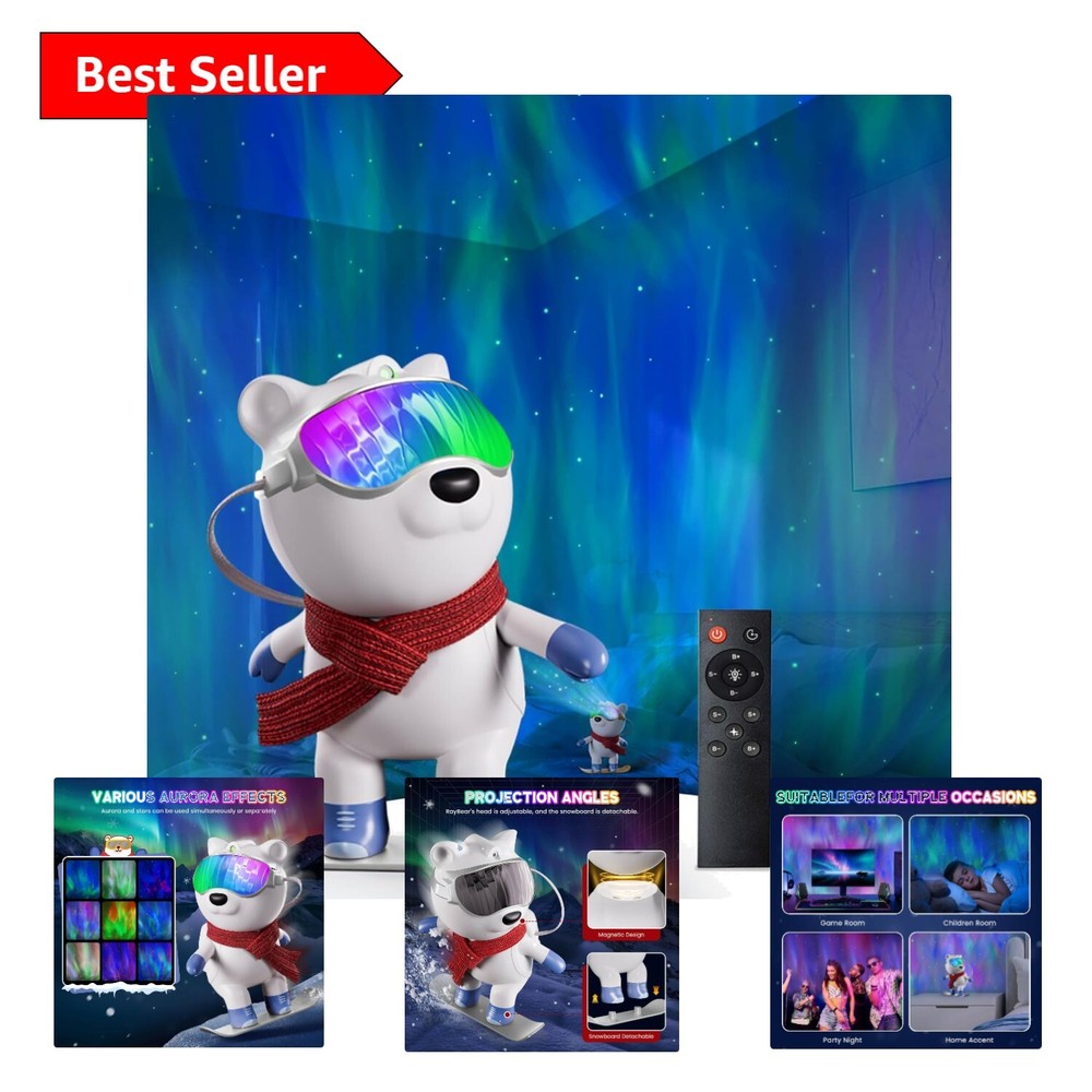 Elegant Bear Shape Aurora Projector with Dimmable LED Lights & USB Connection