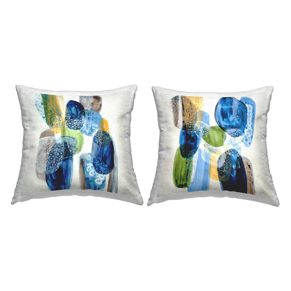 Round Blue Stone Printed Outdoor Pillow 18x18 with Stylish Pattern