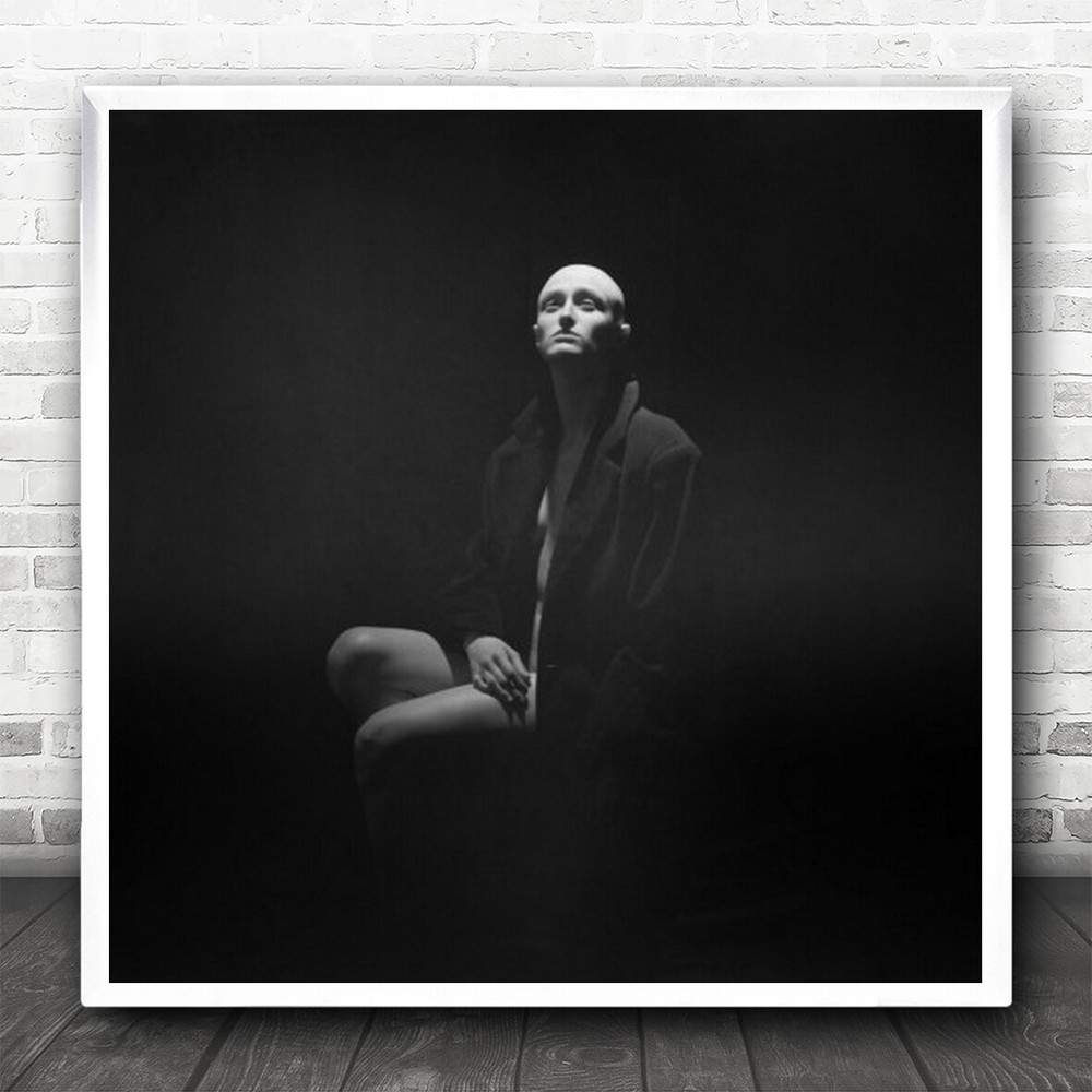 Dark Mood Emotion Feeling Vignette Eerie Model Bald Square Wall Art Print