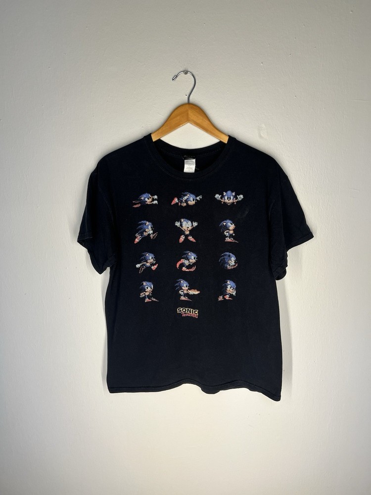 Sonic the Hedgehog Vintage SEGA Genesis T-Shirt L Black 1990s Video Game Tee