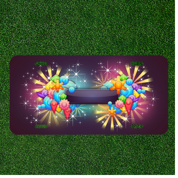 Custom Personalized Car License Plate with Abstract Badge Design
