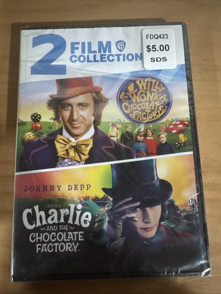 2 Film - Willy Wonka (1971 WS DVD) Charlie & Chocolate Factory (2005 DVD) Open