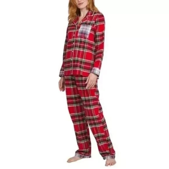 Lands' End Ladies' Flannel Pajama Set, 2-piece, Red, L