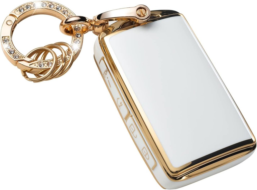 Key Fob Cover with Keychain, Key Shell Cover Holder Compatible wi Color: White