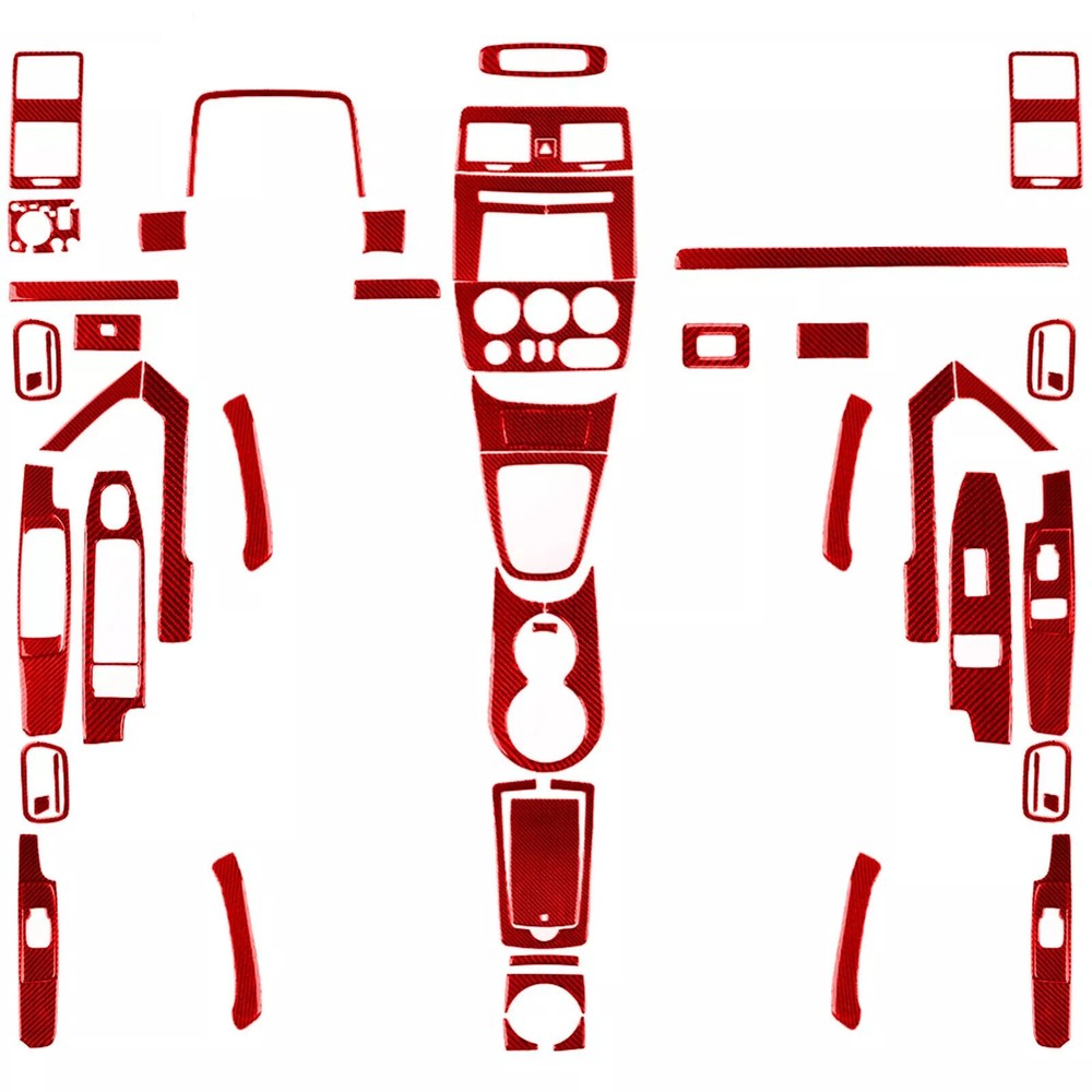 60Pcs Red Carbon Fiber Kits Full Interior Trim Sticker For Hummer H3 2006-2010