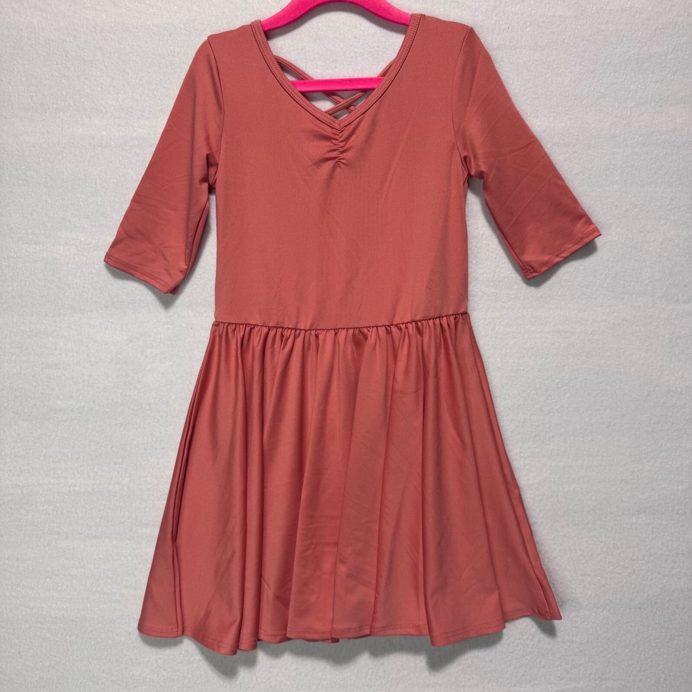 DotDotSmile Girls Size 5/6 Solid Salmon Dress NWT