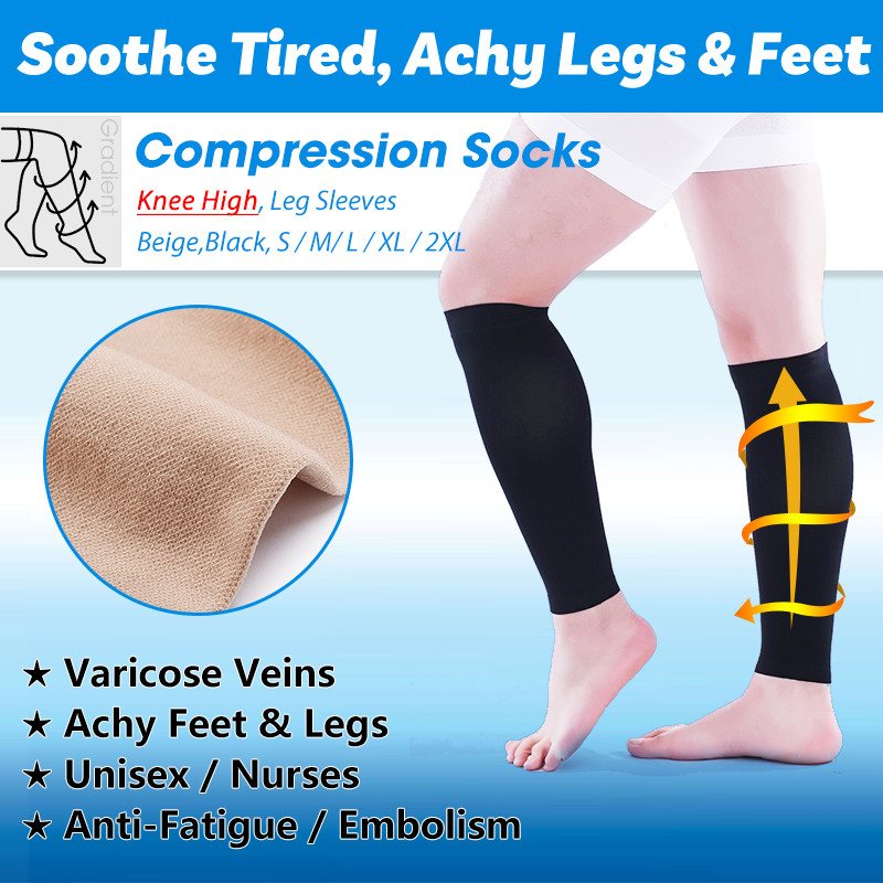Compression Calf Sleeves 23-32 mmHg for Men Women Sports Edema Varicose Relief