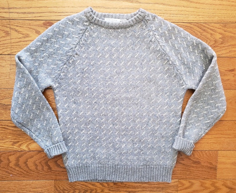 Vintage McGregor Knit Sweater Mens Medium Gray Wool Blend Dad Grandpa Made USA
