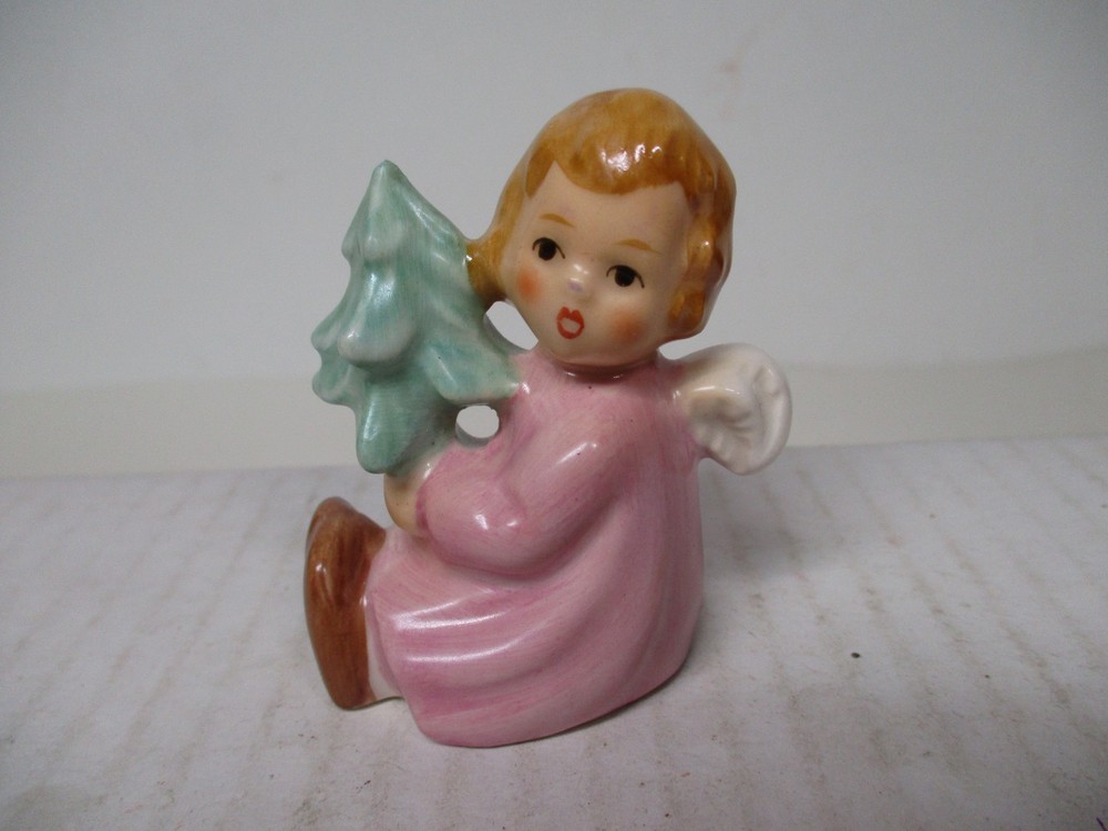 Germany Goebel Sitting Angel Holds Christmas Tree Figure