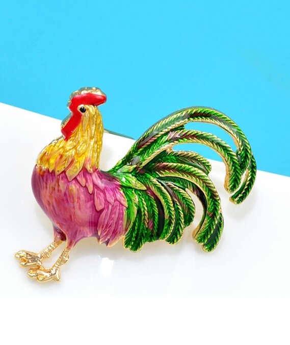 Rooster Brooch Oil painting fashion  pin enamel Multicoloured Badge Gift