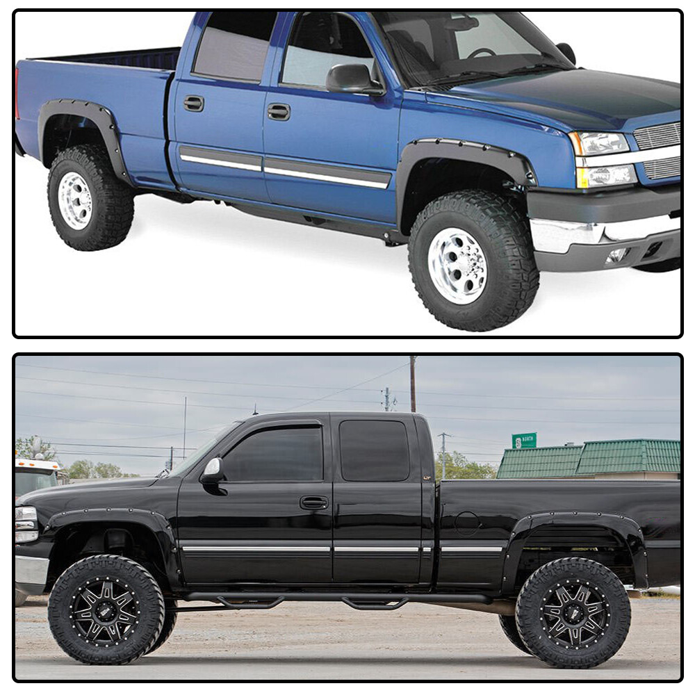 Pocket Rivet Bolt On Fender Flares Fit For 1999-2006 Chevy Silverado GMC Sierra