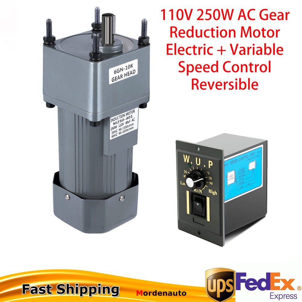 110V 250W AC Gear Reduction Motor Electric + Variable Speed Control Reversible