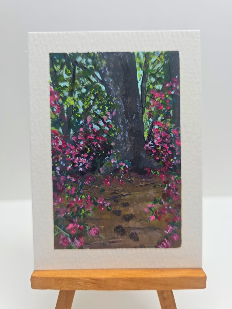 Original ACEO Forest Path Painting OOAK Woodland Landscape Art Card