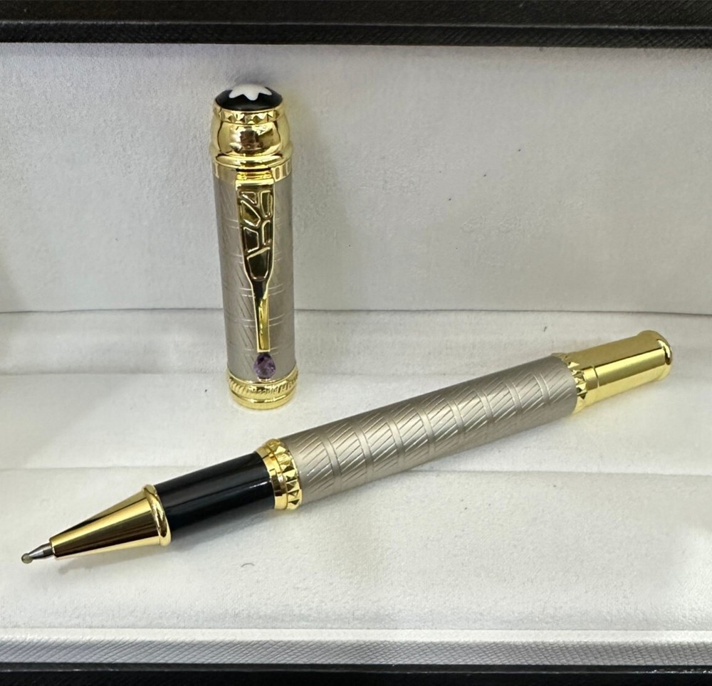 Deluxe Writers Series Silver Color - Gold Clip Rollerball Pen No Box